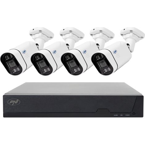 POE PNI House Kit di videosorveglianza IPMAX POE 5, NVR con 4 porte POE e 4 telecamere-IP da 5 MP, 1920p, applicazione XMEye per smartphone e CMS Generale per Windows, classificazione IP66 (1/4)