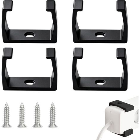 4 Piece Multi-Socket Bracket, Wall Mount and Multi Socket Holder, Universal Black for 4.5-2 cm Width Power Strip Wall Table Cable Management Space Saving (1/5)