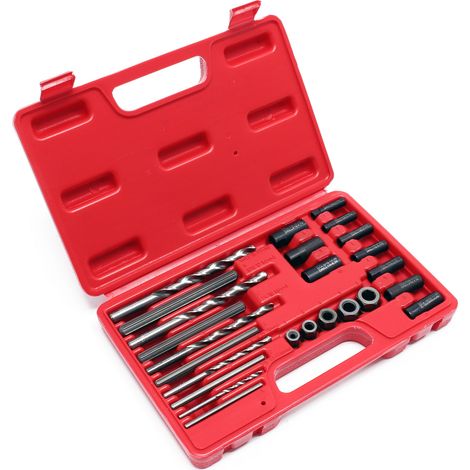 Extractores tornillos rotos Set 25 piezas Juego extractor pernos rotos Brocas rotura Guías Tuercas