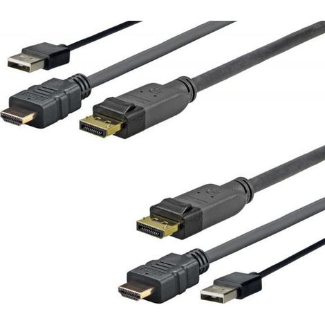Adattatore Vivolink PROHDMIUSBDP1 da DisplayPort a HDMI + USB, 1 m, nero.