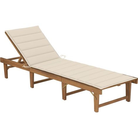 Chaise longue pliable avec coussin Bois d'acacia solide