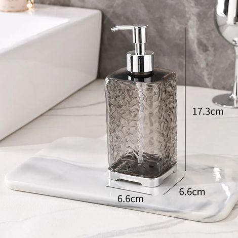 (Carré gris) Flacon distributeur de savon liquide en mousse de luxe (1 pièce) - Flacon poussoir en plastique pour gel douche - Accessoires de salle de bain (1/5)