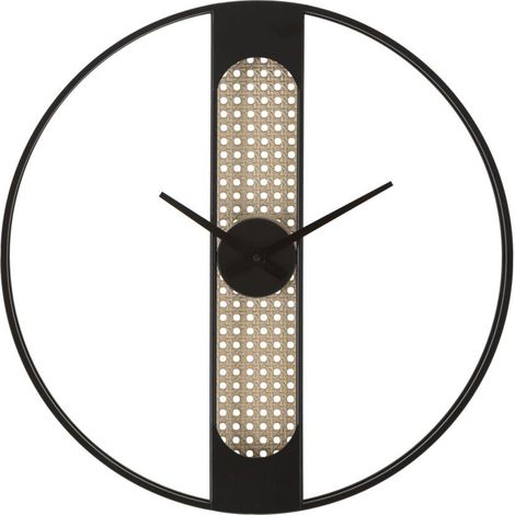 Horloge Murale Cannage "Ribby" 60cm Noir & Crème