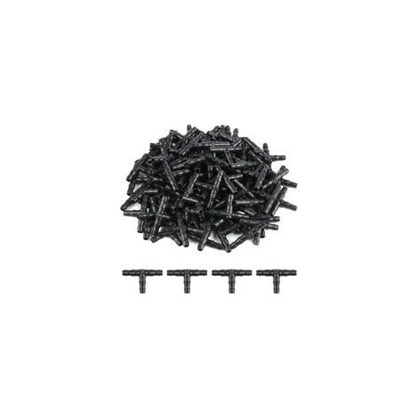 100 Stück T-Stück-Schlauchverbinder 4/7 mm, PVC-Anschlussstücke für Bewässerung, Tropfbewässerung, Mikrosprühsysteme, Bewässerungsgelenke für automatische Schlauchsysteme (1/5)