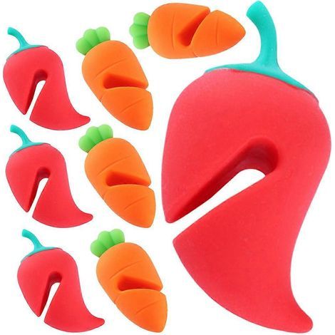 Lot de 8 pinces anti-déversement en silicone pour couvercles et bouchons de casseroles.-6.00X3.00X3.00CM (1/4)