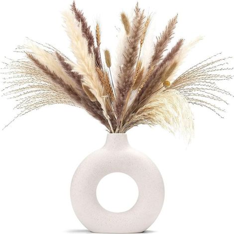 Creative ins style nordique, vase en céramique blanche fleurs séchées décoration de bureau à domicile ornements artisanaux, ensemble de vase (1/4)