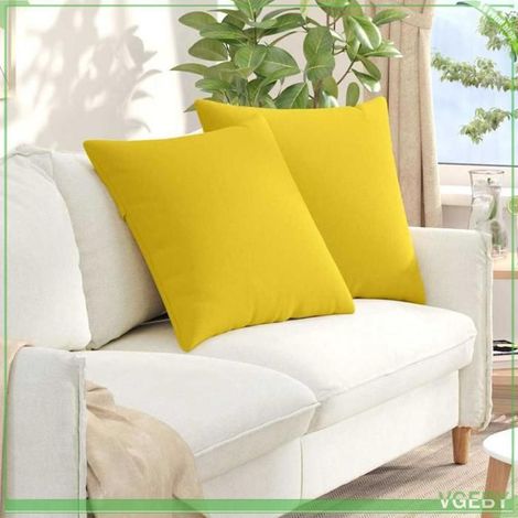 42014049 Coussins de canapé 2 pcs Jaune clair 80 x 80 cm tissu (1/5)