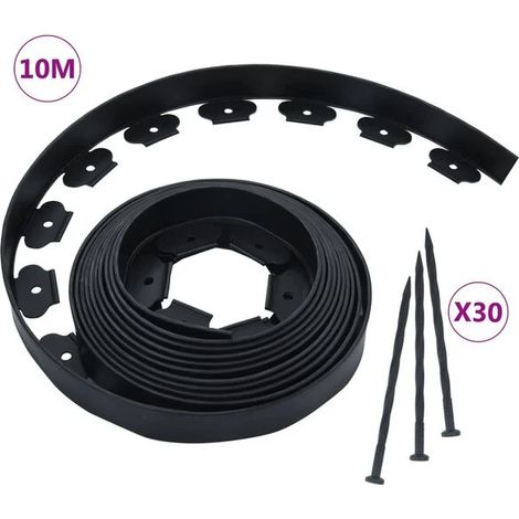 Bandes de finition flexibles pour bordures de pelouse, avec 30 piquets, 10 mètres de long et 5 centimètres de large. (1/5)