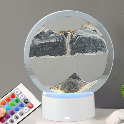 Lampe de chevet USB noire avec peinture de sable mobile 3D, veilleuse colorée télécommandée – Lampe de sable animée pour décoration chambre, salon, bureau (1/5)