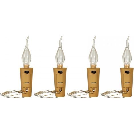 LED Light for Wine Bottle Stoppers, 4 Pieces Copper Wire Wine Bottle with Cork for Wedding, Christmas Party, Bar Decoration, Mason Jar
