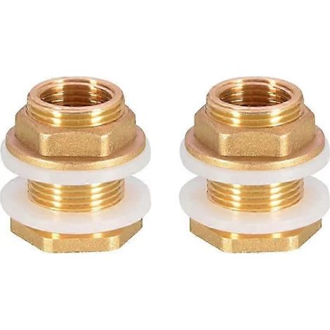 Lot de 2 raccords pour réservoir d'eau – passe-câble en laiton de avec joints en caoutchouc pour collecteur d'eau de pluie et systèmes d'irrigation (1/5)