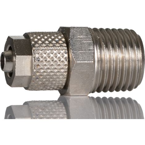 Adaptateur droit fileté hydraulique RS PRO vers Enfichable 6 mm R 1/4 Mâle ( Prix pour Paquet de 5 ) (1/2)
