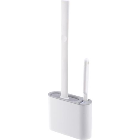 Brosse De Toilette - Tete En Silicone Flexible - Manche Long Ergonomique - Support Mural Inclus - 1 Unite (1/5)