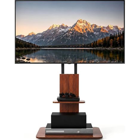 Support TV sur Pied: Meuble TV Pied pour Téléviseur de 32 à 65 Pouce Pied TV Réglable Ecran LED LCD Plasma avec 2 Étagères - Charge 30kg VESA Max 600x400 (1/5)