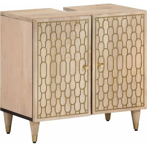 Mobile sottolavabo bagno spazio di archiviazione 62 x 33 x 58 cm in legno massello di mango 020047299