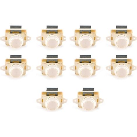 Lot de 10 verrous à bouton, poussoir pour portes, placards et tiroirs (1/5)