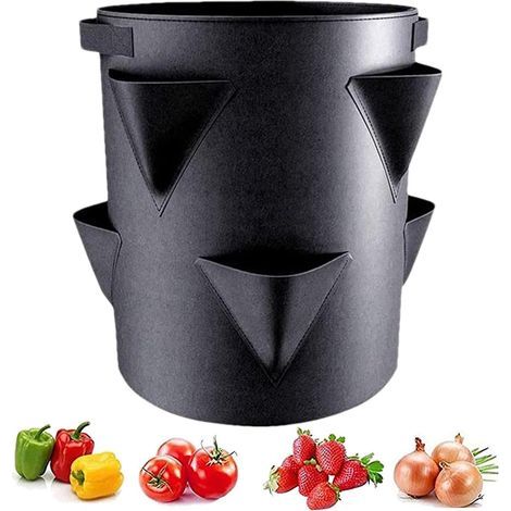 Strawberry Planter, 2.7 Litre Strawberry Grow Bags with 6 Side Pockets, Breathable Non-woven Fabric Garden Planting Pots for Vegetables, Flowers, Fruits