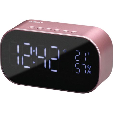 Radio despertador Akai abts-S2 dorado 2×3 W RMS Bluetooth 4.2 FM USB TF AUX dorado