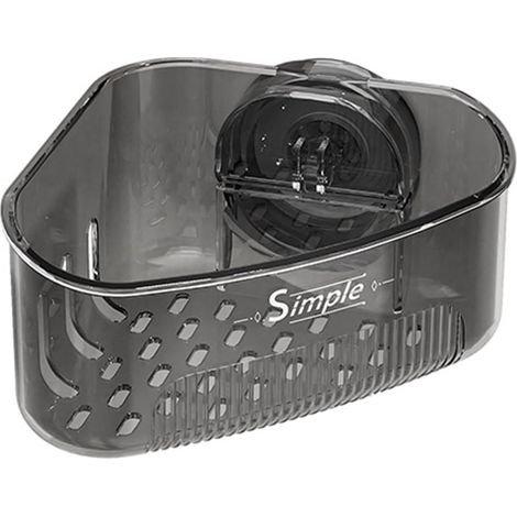 Organiseur d'angle pour évier avec ventouses amovibles et trous de drainage pour éponges, brosses, accessoires de cuisine, salle de bain, étagère de rangement étanche (1/5)