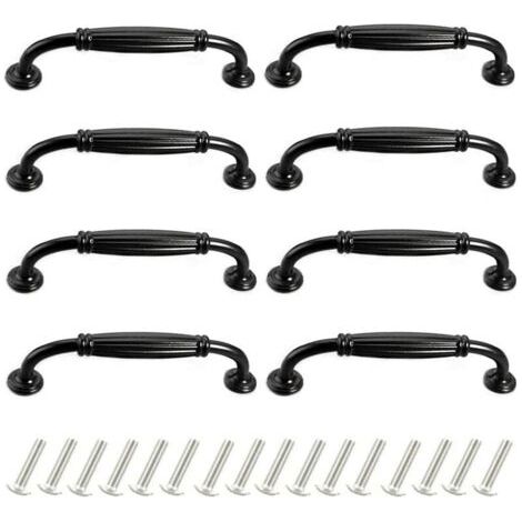 QORVA-Lot de 8 Poignées de Portes Meubles 96mm en Alliage d'Aluminium Poignee pour Placard Tiroir Moderne avec Vis