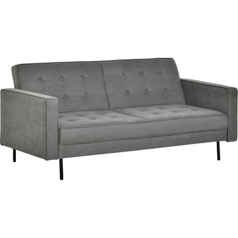 Sofá cama ajustable de algodón gris, ideal para salas de estar, dormitorios, home cinema y habitaciones de invitados. (1/5)