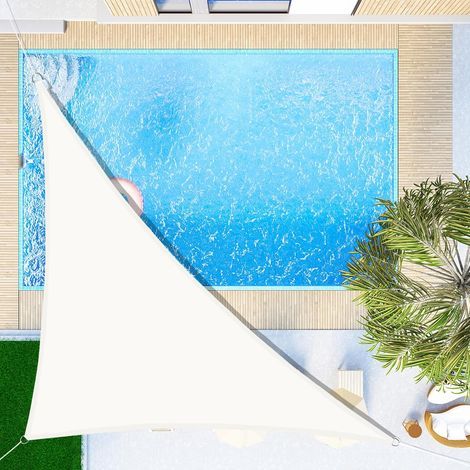 Dreieckiges Sonnensegel 3x3x4,3 m, wasserdicht und UV-beständig, für Garten, Terrasse, Balkon, weiß (1/5)