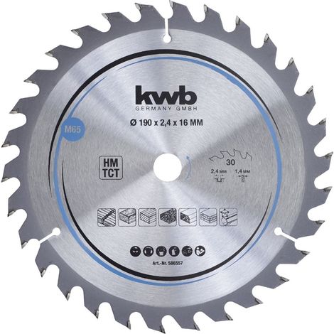 Hoja de sierra circular kwb 586557 190 mm 30 dientes carburo (1/4)