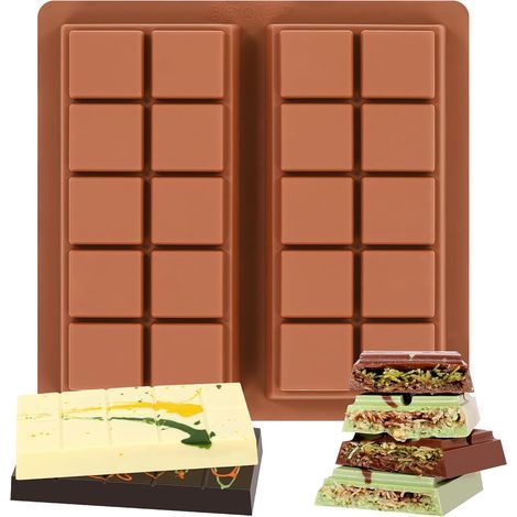 Moule à chocolat Dubaï profondeur 1 pouce, moule en silicone pour tablette de chocolat – antiadhésif, souple, pour confectionner des chocolats, bonbons et desserts maison grands et épais, lot de 1 piè (1/5)