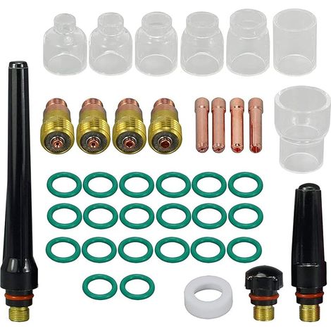 Corps de Pince Compact pour Soudage TIG 17GL040 10N22S, 17GL116 10N23S, 17GL332 10N24S, 17GL18 10N25S, Coupelles-buses en quartz transparent pour SR WP 17 18 26 Torche de Soudage 39pcs (1/5)