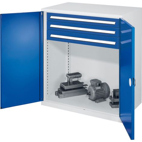 Kappes Schwerlast-Beistellschränke ohne Mitteltrennwand 1110x1000x600mm Modell 65 Doppelwandtüren enzianblau