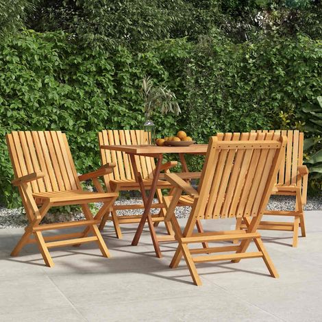 Lot de 4 Chaises de Jardin Pliantes en Bois de Teck Massif avec Accoudoirs 61x67x90 cm - PANGIVO (1/5)