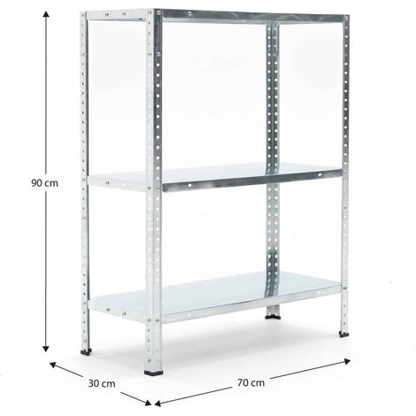 Étagère de Rangement à 3 Niveaux CATTERHOUSE Nils Solid 90 - 70x30x90 cm Charge Lourde 150 Kg Cadre en Acier Galvanisé (1/5)
