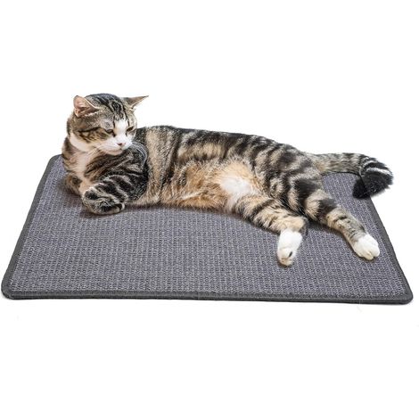 Tapis griffoir chat sisal naturel antidérapant protège canapé rectangle gris foncé (1/5)