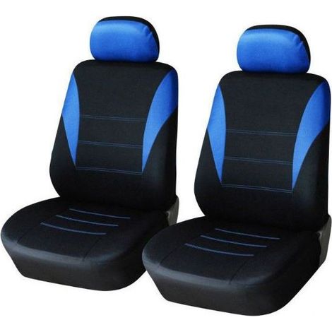 1+1 Neue universelle Sitzbezüge für Vordersitze, Autositzbezüge für Pkw/Bus/Van, Textil, blau-schwarz