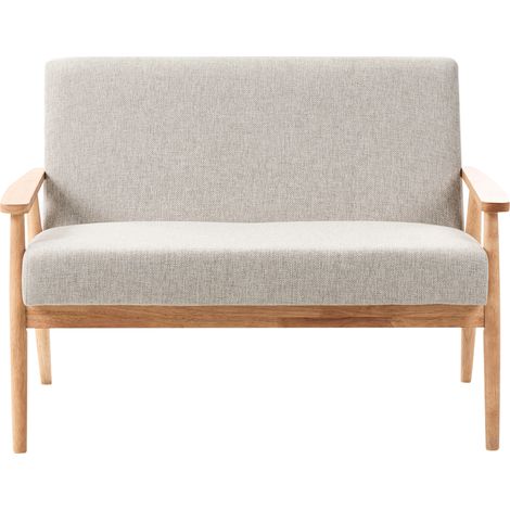 Sofá retro de 2 plazas tapizado de poliéster estructura de madera gris y marrón claro Esrum