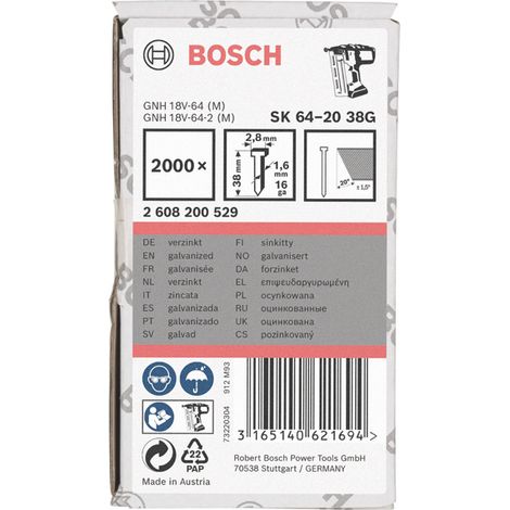 Bosch Senkkopf-Stift SK64 20G 38 mm verzinkt