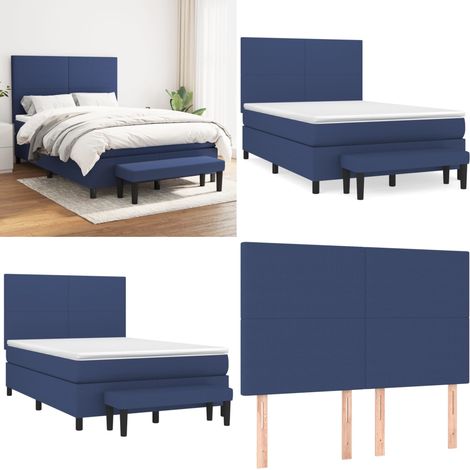 Boxspringbett mit Matratze Blau 140x200 cm Stoff - Boxspringbett - Doppelbett - Schlafraum - Blau - Bettsofa - Home & Living (1/5)