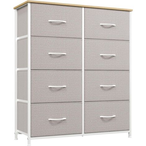Stoffkommode mit 8 Schubladen, Aufbewahrungsschrank für Schlafzimmer, Wohnzimmer, Flur, Ashgrau (1/5)