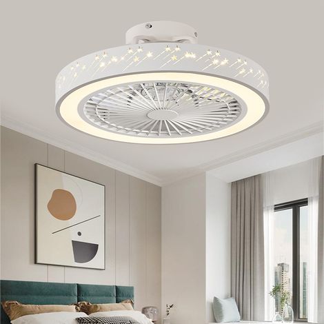 Ventilateur de Plafond Sans Pales 46 cm Blanc avec Lumière LED Dimmable, Télécommande, Plafonnier Ventilateur Moderne pour Chambre et Salon (1/4)