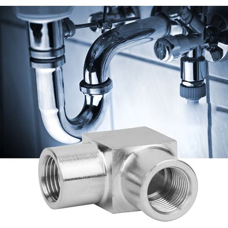 Raccord coudé à double filetage femelle BSPP à angle droit pour eau, air et huile, 1/8 po (1/5)