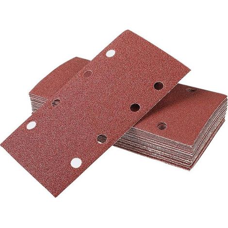 35 Feuilles Papier Abrasif pour Ponceuse, 93x185 mm Feuilles Abrasives, Papier Abrasif Rectangulaire pour Poncer Polir, 8 Trous, Grains 40/60/80/120/240, pour Ponceuses Vibrante (1/5)