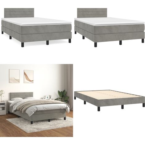 Boxspringbett mit Matratze Hellgrau 120x190 cm Samt - Samtbett - Boxspringbett - Doppelbett - Schlafzimmermöbel - Bett Mit Matratze - Home & Living (1/5)