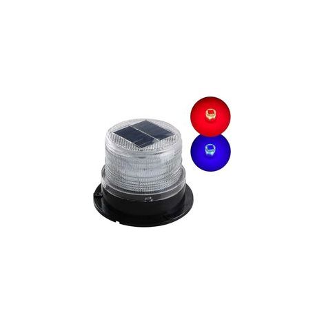 Voyant d'avertissement stroboscopique magnétique d'urgence à énergie solaire, lumière de balise LED sans fil étanche ambre pour véhicule de camion (rouge et bleu) (1/5)