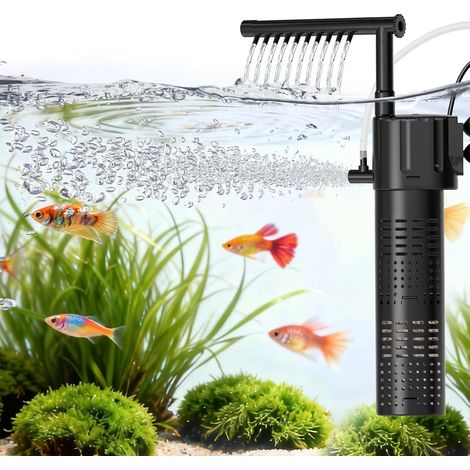 Filtre Interieur Aquarium, 300L/H 5W Adjustable Aquarium Filtre, Quiet Power Fish Tank Filter Pump pour Aquariums with Rainfall Aeration for 15-55L Freshwater and Saltwater Tanks (1/5)