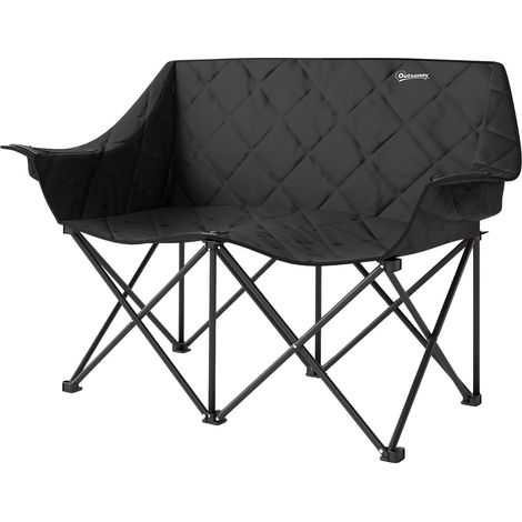 Faltstuhl faltbar 2 Sitzer Campingstuhl mit Kühltaschen Tragetasche Outdoor Klappstuhl bis 250kg belastbar robust leicht gepolstert Angelstuhl Gartenstuhl für Garten Camping Strand Aosom