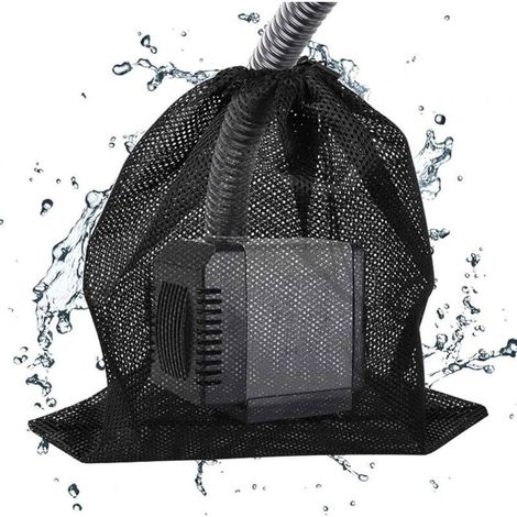 Lot de 2 sacs de blocage pour pompe de bassin - Filet de filtration industriel - Pour filtre de bassin biologique - Noir