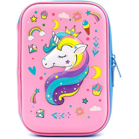 Étui à crayons Unicorn Hard Shell imitant les vibrations (Rose)