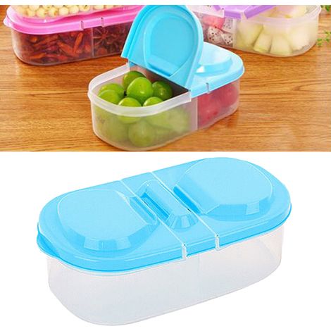 Boîte de Stockage Alimentaire 21GE600 Double Grille, Étui Divisé Hermétique Plastique Premium, 17cm, 75g pour Frigo et Placard (1/5)
