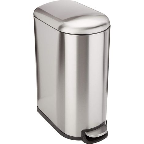 Kitchen Move – Poubelle à pédale inox 40L – Acier inoxydable brossé – Mécanisme à pédale hygiénique – Système de fermeture ralentie – Base antidérapante