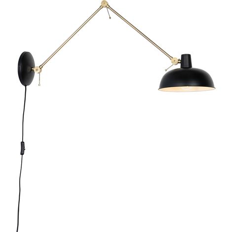 QAZQA Appliques milou - Retrò - Acciaio - Nero/Bronzo - Oblungo Max. 1 x Watt